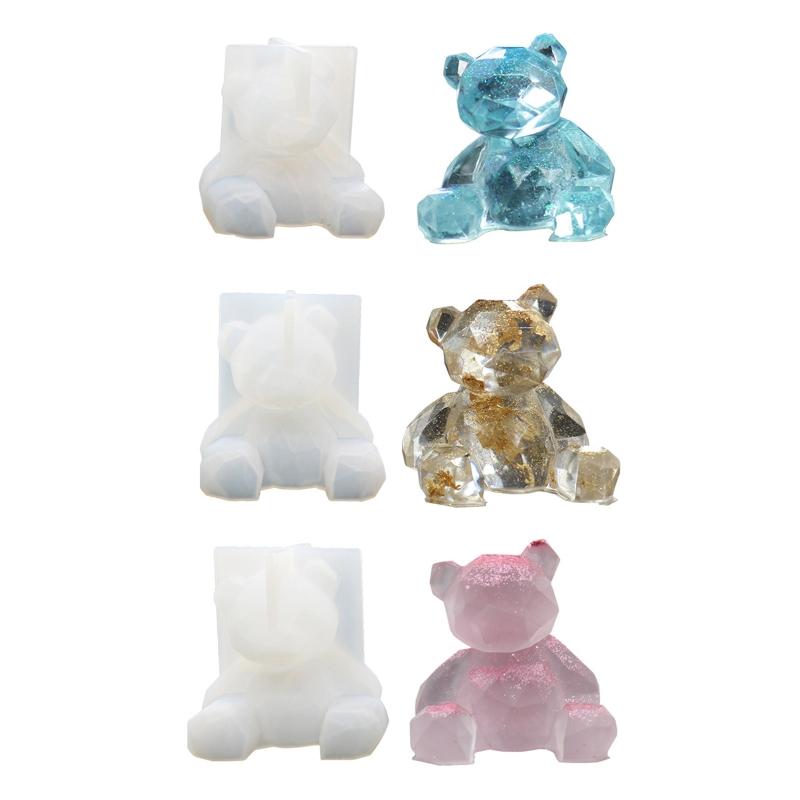 3D Geometry Little Bear Candle Decorative Ornament Silicone Mold Suitable for Epoxy Diy Crafts Jewelry Making Home Decor