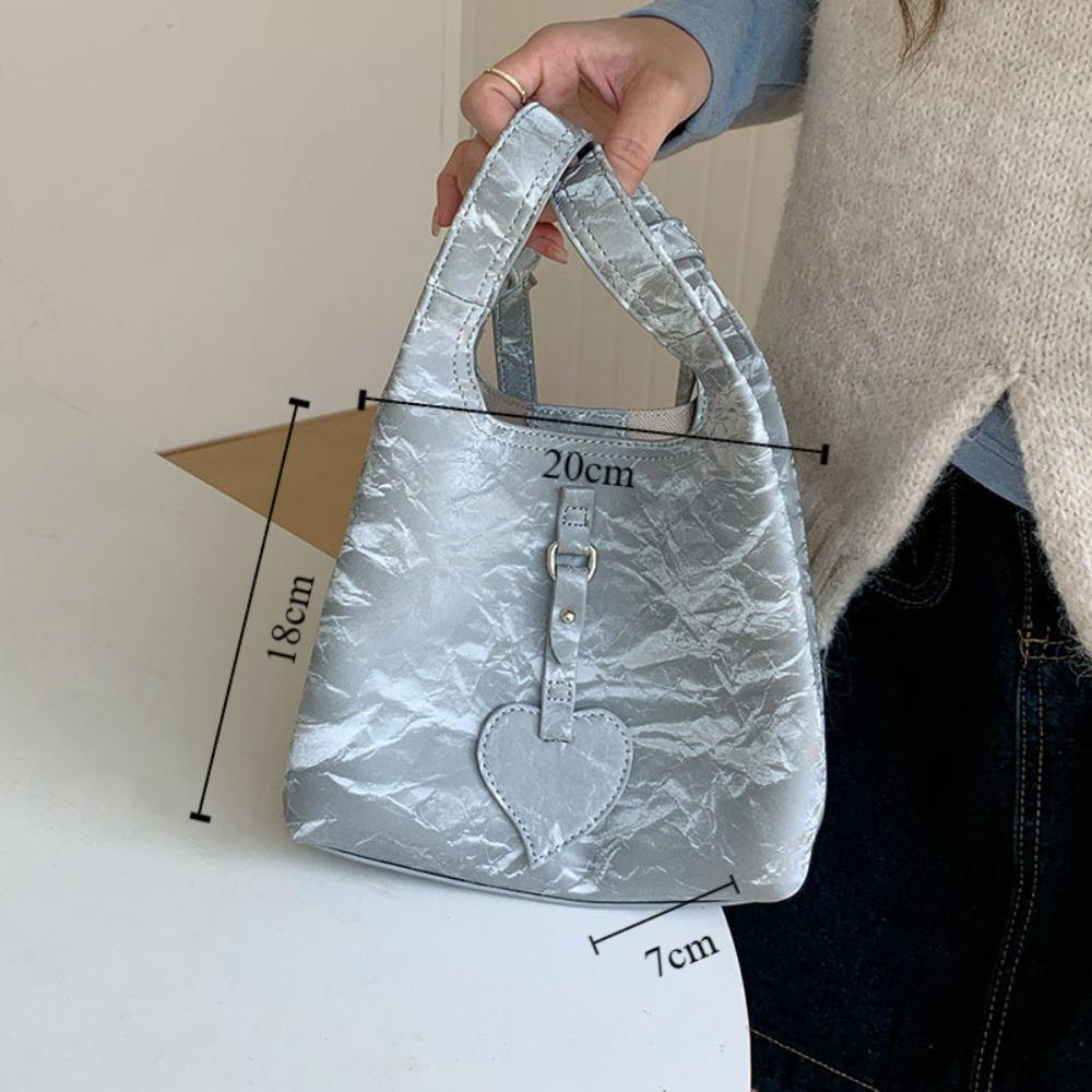 Elegant Love Handbag PU Leather Shoulder Bag Trendy Women Bucket Bag  Girls