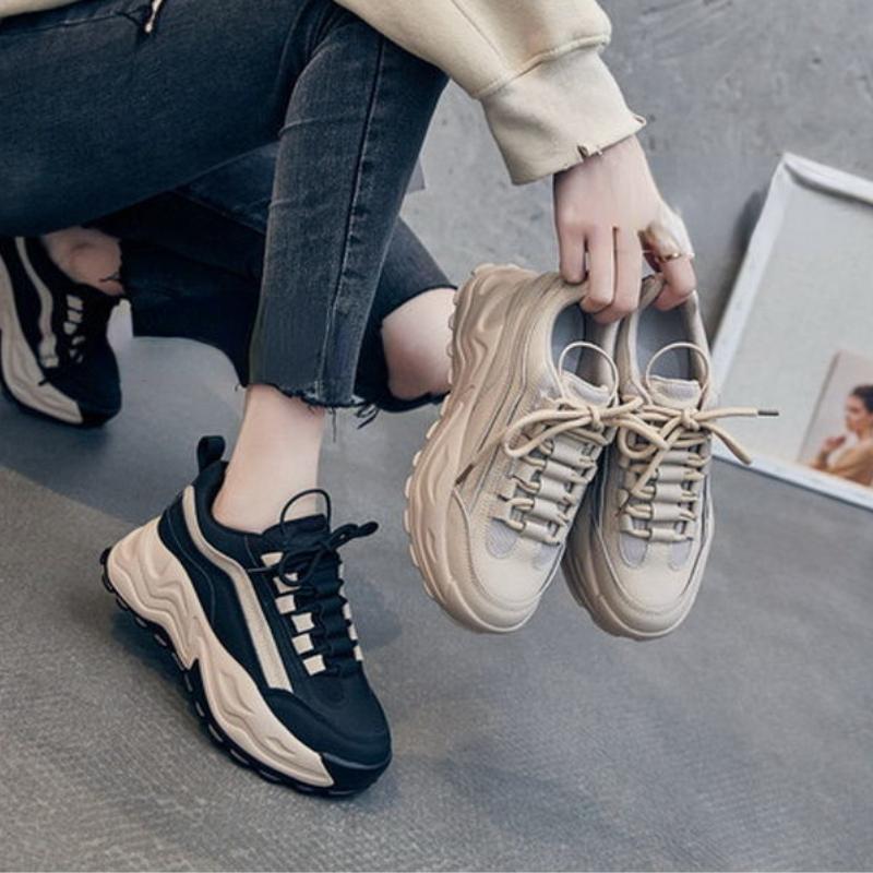 Thick Soled Dad Shoes  Spring and Autumn New Trend Casual Height Increasing Anti Slip Sports Vulcanized Women's Shoes Daily