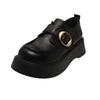 Platform British style small leather shoes women's 2025 spring and autumn new one-pedal black jk single shoes popular Doudou loafers