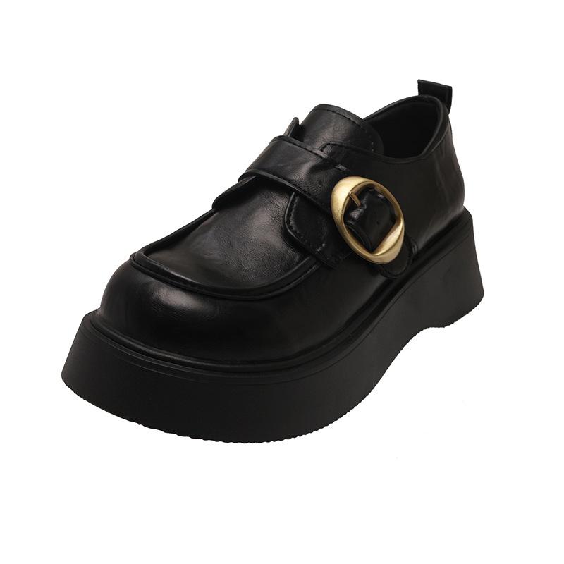 Platform British style small leather shoes women's 2025 spring and autumn new one-pedal black jk single shoes popular Doudou loafers
