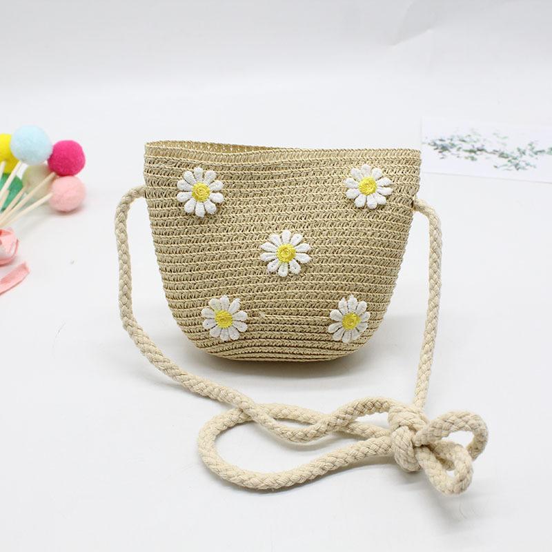 Girls Sun Hat Flower Resort Beach Hat Wavy Edge Straw Hat + Bag Sun Hat Children'S Fairy Hat