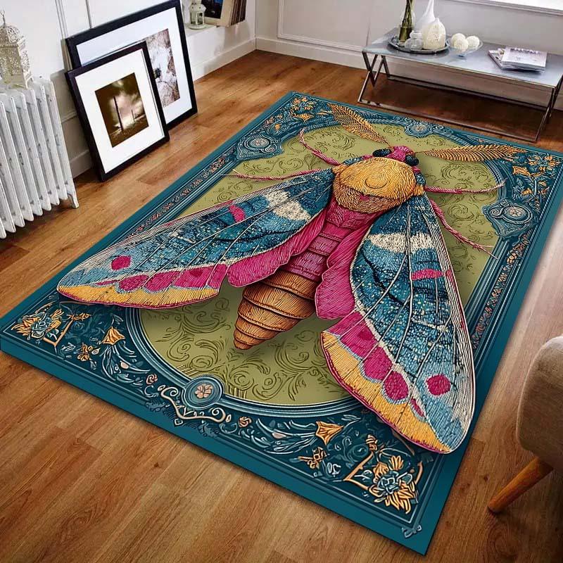 Multiple sizes Colorful Moth Art Design Carpet for Living Room Bedroom Sofa Home Decor Rus Non-slip Floor Mat Luxury Gift