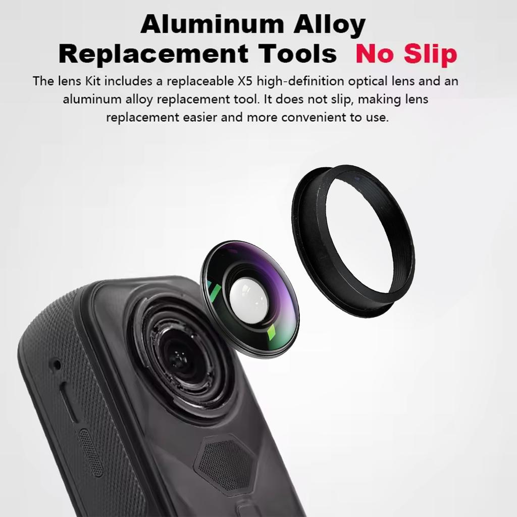 Replacement Camera Lens Repair Part for Insta360 X3 Sports Cameras Len Glass Frame Portable Lens Guard with Repair Tools