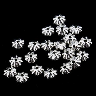 100 piezas Preciosas Cuentas Espaciadoras de Aleación Plateada con Forma de Margarita 7.5mm Manualidad DIY para Hacer
