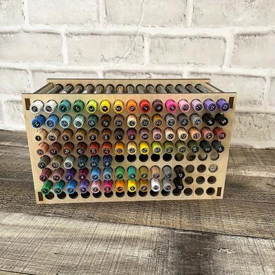 1pc 77/120 Holes Wooden Artist Pen holder,Multi-Slot Detachable Pen Storage Rack for Home&Office Painting Brushes,colored Pencils,marker Pens.