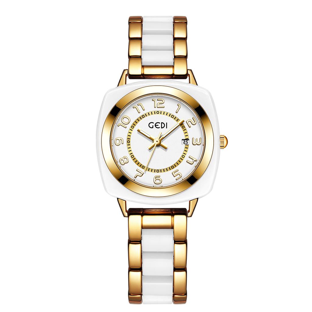 Retro Wine Barrel Simple White Commuter Women'S Watch Niche High Sense Amber Business Style Quartz Watch