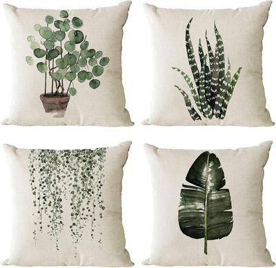 Simple Potted Plant Green - Feeling PillowcasesBedroom Living Room Sofa Home Decor Polyester Cushion Cover with Zipper