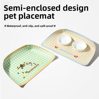Spillproof Placemats, Pet Cat Bowl MATS, Waterproof and Oil-proof Leather Cat and Dog Bowls, Anti-slip MATS, Large and Small Placemats