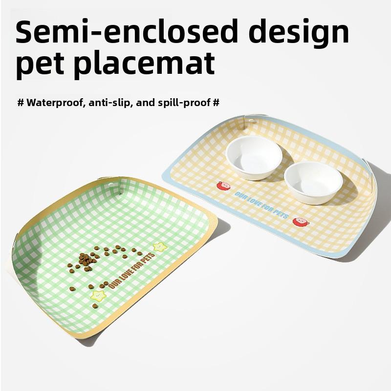 Spillproof Placemats, Pet Cat Bowl MATS, Waterproof and Oil-proof Leather Cat and Dog Bowls, Anti-slip MATS, Large and Small Placemats
