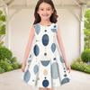Girls Round Neck Sleeveless Geometric Printed A Line Flared Dress