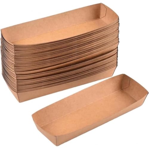 AZIEBAY 100-Count Disposable Takeout Food Serving Kraft Paper Nacho Trays - Choose with confidence