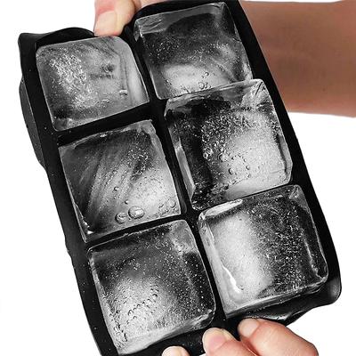4/6/8Grids Big Ice Tray Mold Soft Silicone Ice Block Mould Reusable Square Shape DIY Ice Cube Molds Maker Kitchen Accessories