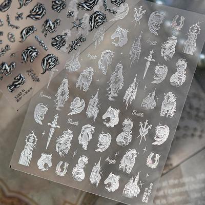 Year of the Horse Elegant Nail Stickers - Saint Michael Knight Design