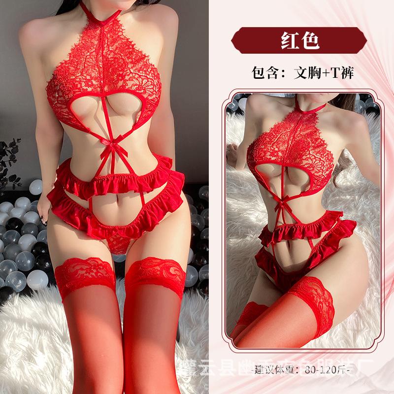 Sex Underwear Sexy Lace Seduction onesie Free Open Breast Passion Backless Set
