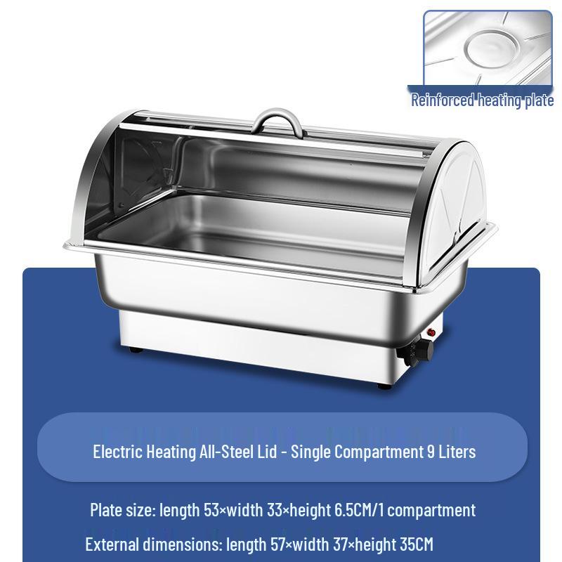 Stainless Steel Electric Chafing Dish with Visible Flip-Top for Buffet & Breakfast