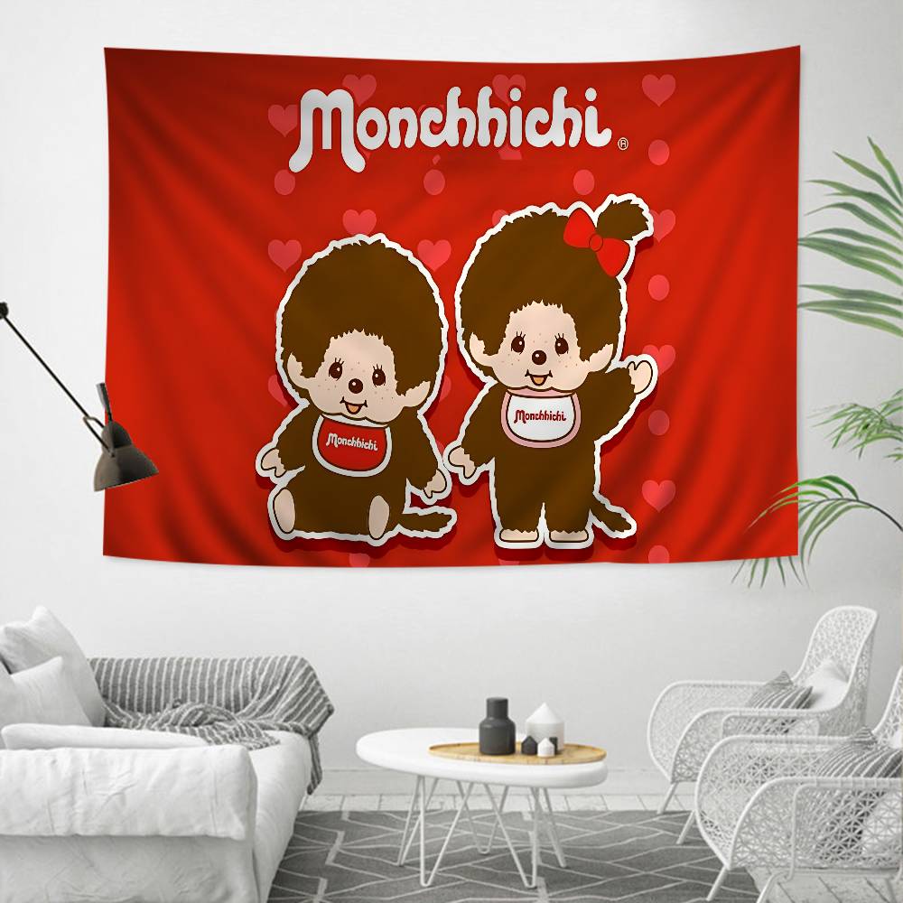 Japanese Cute Doll MMonchhichiS Cartoon Tapestry Art Science Fiction Room Home Decor Wall Hanging Sheets