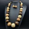 Ensemble collier et boucles d'oreilles en perles de bois exagérées style bohème Style européen américain Mode de vacances.