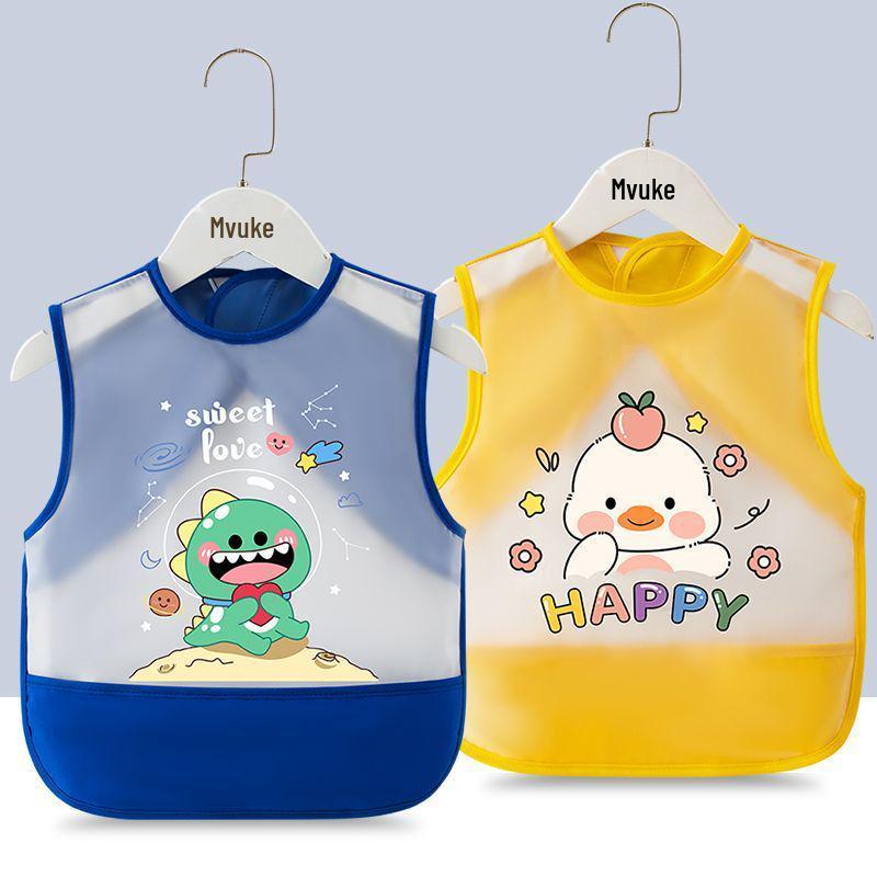 Waterproof Unisex Baby Bib: Anti-Stain Sleeveless Smock for Kids, Reversible Protective Wear.