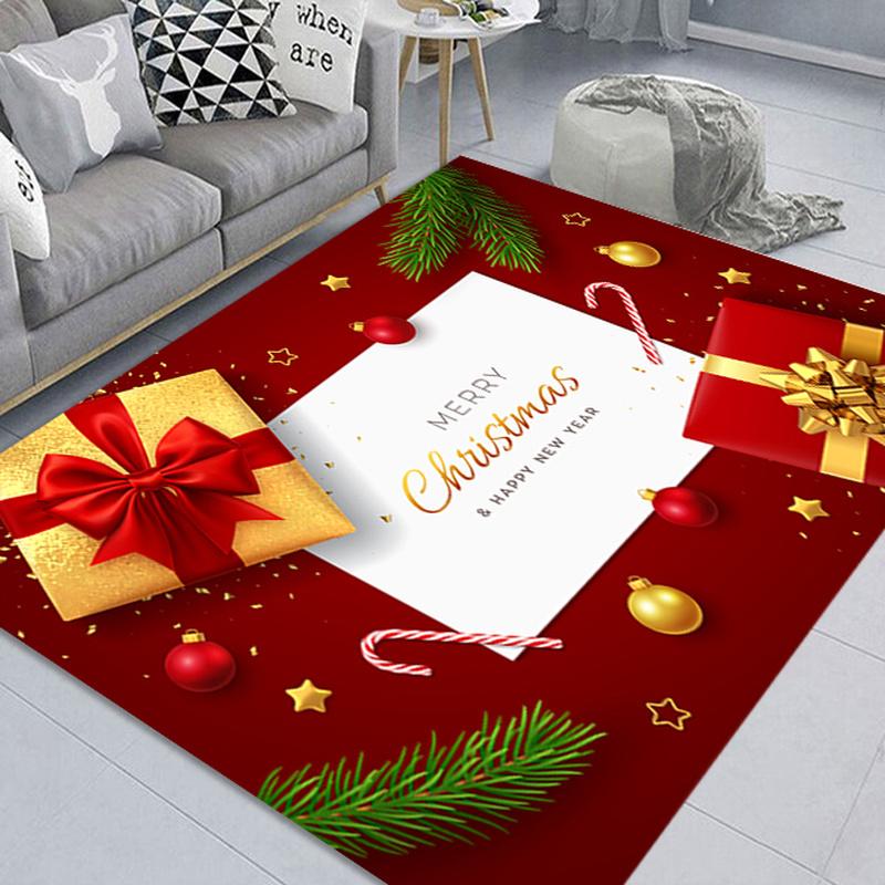 Christmas Print Decorative Floor Mat Living Room Bedroom Sofa Bedside Blanket  Year Corridor Floor Antifouling Door Mat