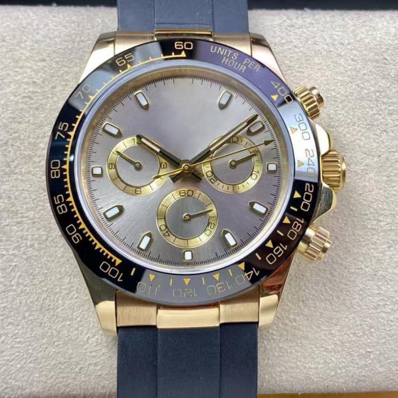 Laojia Daytona Series Cement Gray Automatic Panda Dial Stainless Steel Men's Multifunction Watch