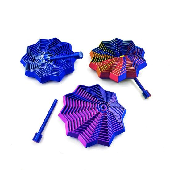 3D Printed Fractal Fidget Star Stress Anxiety Relief Expanded Star Sensory Toy with Handle Whirling Spiral Expandable Star Decompression Toy