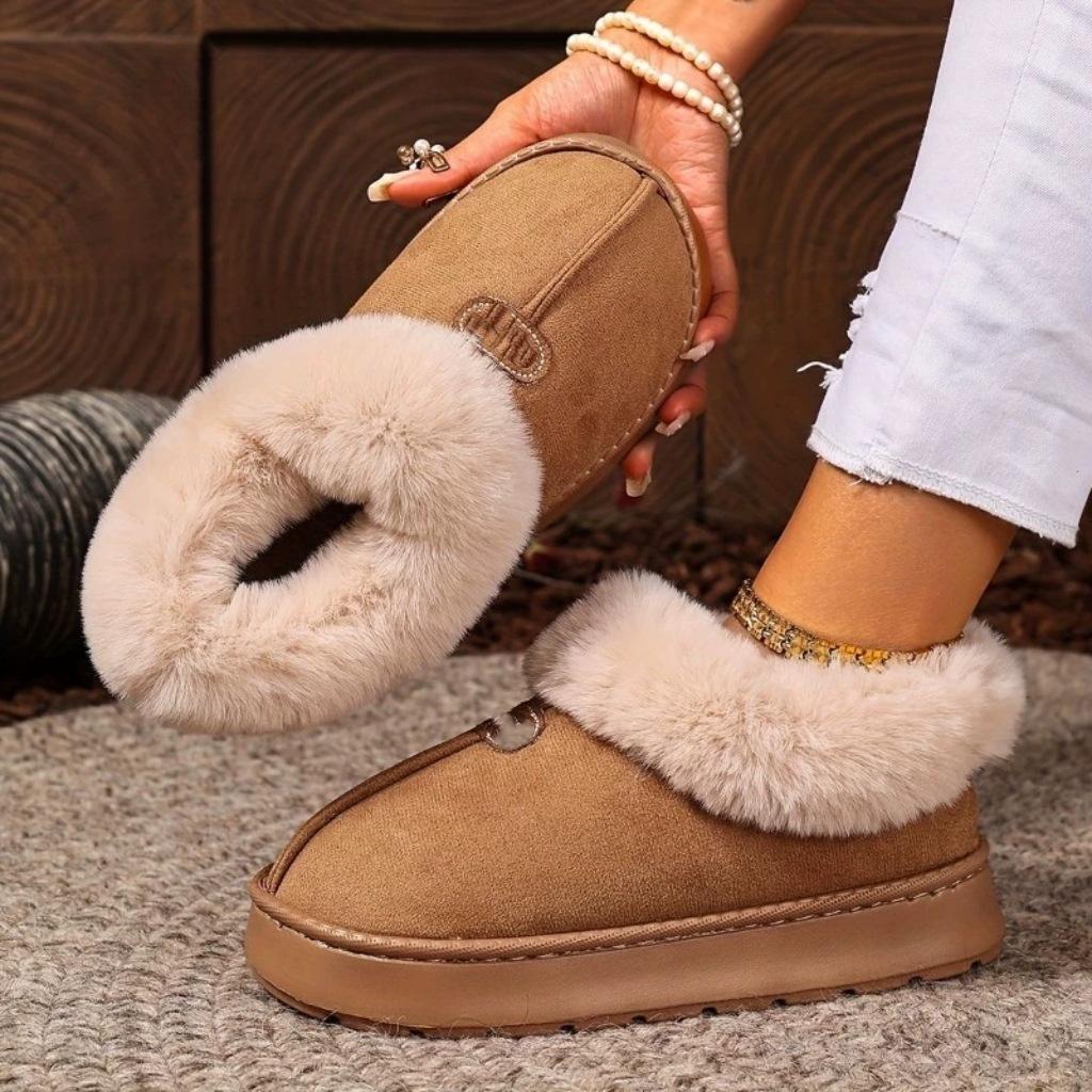 New Home Cotton Slippers Warm and Thickened Couple Models Simple Autumn and Winter Indoor Half Pack and Home Furnishing