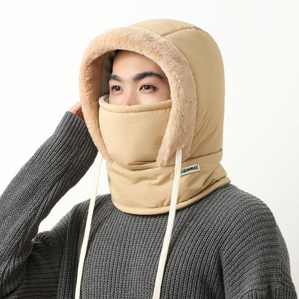 Drawstring 3-in-1 Winter Cycling Hat Plush Winter Balaclava Fashion Cycling Windproof Cap  Outdoor