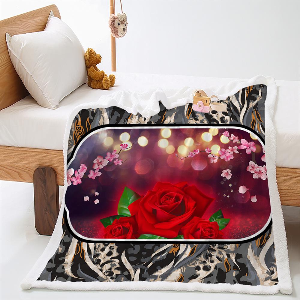 Blanket Rose Plant Blanket Lamb Fleece Crystal Fleece Blanket Blanket Universal