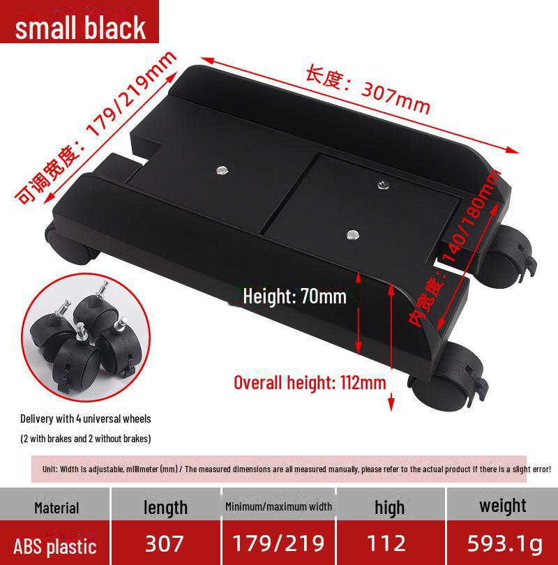 Wheeled ABS Plastic Desktop Computer Stand with Movable Pulley