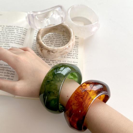 Women Acrylic Resin Chunky Bangle Hypoallergenic Colorful Geometric Irregular Wide Stackable Bracelet Fashion Jewelry Birthday Gift