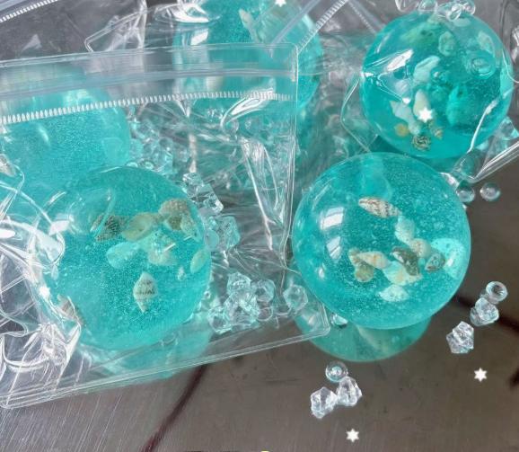 Blaues Maltose Squishy Spielzeug Niedliches Mochi Anti-Stress Fidget Spielzeug Weicher Simulierte Blaue Transparente Kugel Schneller Rückprall Dekompressionsspielzeug