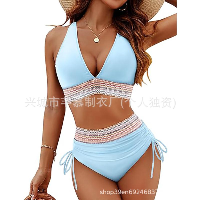 New swimsuit women's split sexy bikini high waist belly cover neck tight explosion