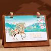 Leather Coil Horse Year Desk Calendar Flip Design Standing 2026 Desktop Calendar Retro Monthly Planner Daily Planning