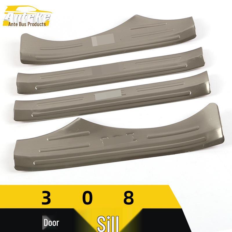 Peugeot 308 Bright Sill Strips: Bumper, Trunk, Pedal Trim Stickers