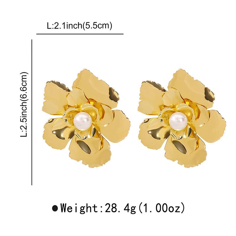 Draweye Blumenohrringe für Damen Vintage Hyperbel Amerikanischer Stil Schmuck Perlen Elegant Einfach Pendientes Mujer