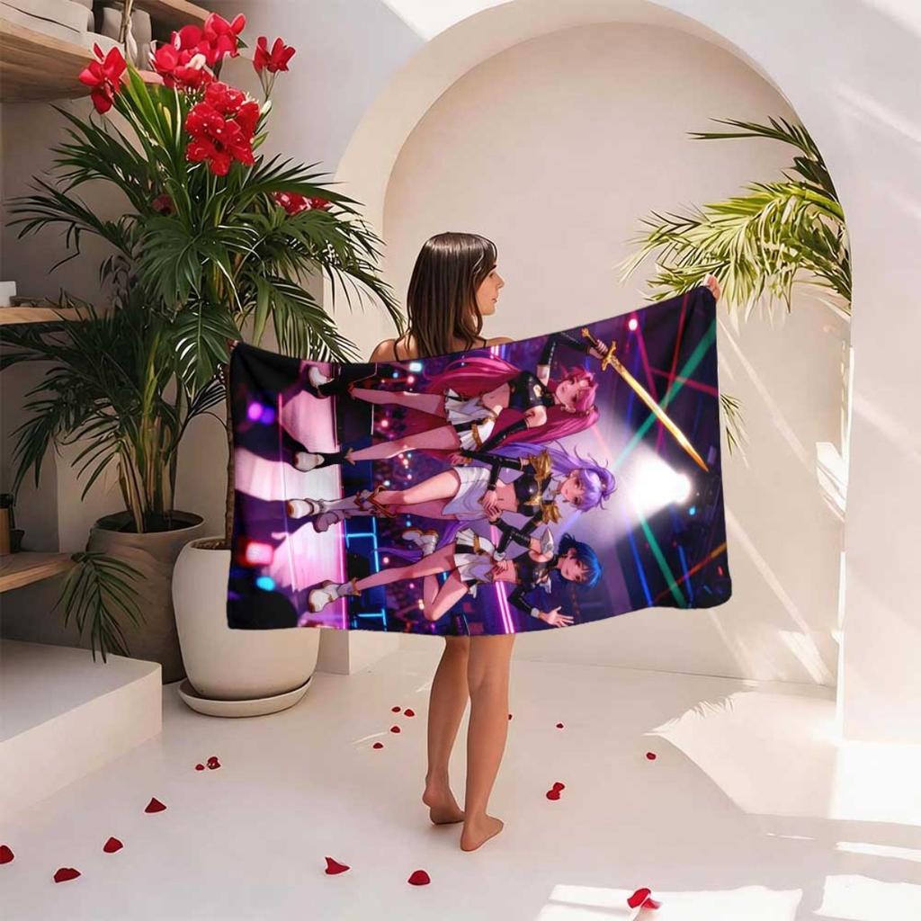 1pc Anime Girl Group Idol Microfiber Beach Towel Quick Dry Soft Absorbent Bath Towel for Teens Girls Summer Pool Swimming Gym