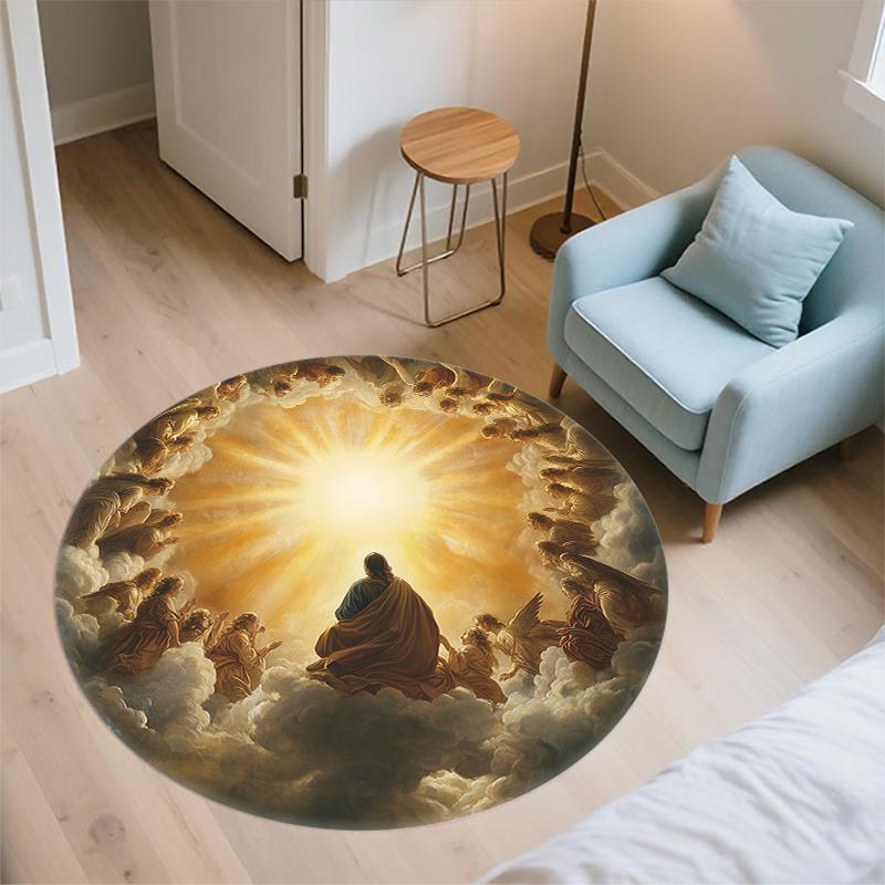 Angel pattern round rug,Carpet Rug for Living Room Bedroom Sofa Playroom Decor,Non-slip Floor Mat,Holiday Gifts and Birthday Gifts