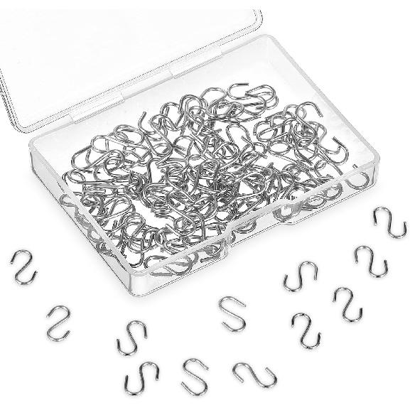 S Ornament Hooks for Hanging, 100 Pcs Mini S Hook for Crafts Metal Shaped Hanger Ornament for Jewelry Wire Hangers for DIY Jewelry Small S-Shaped