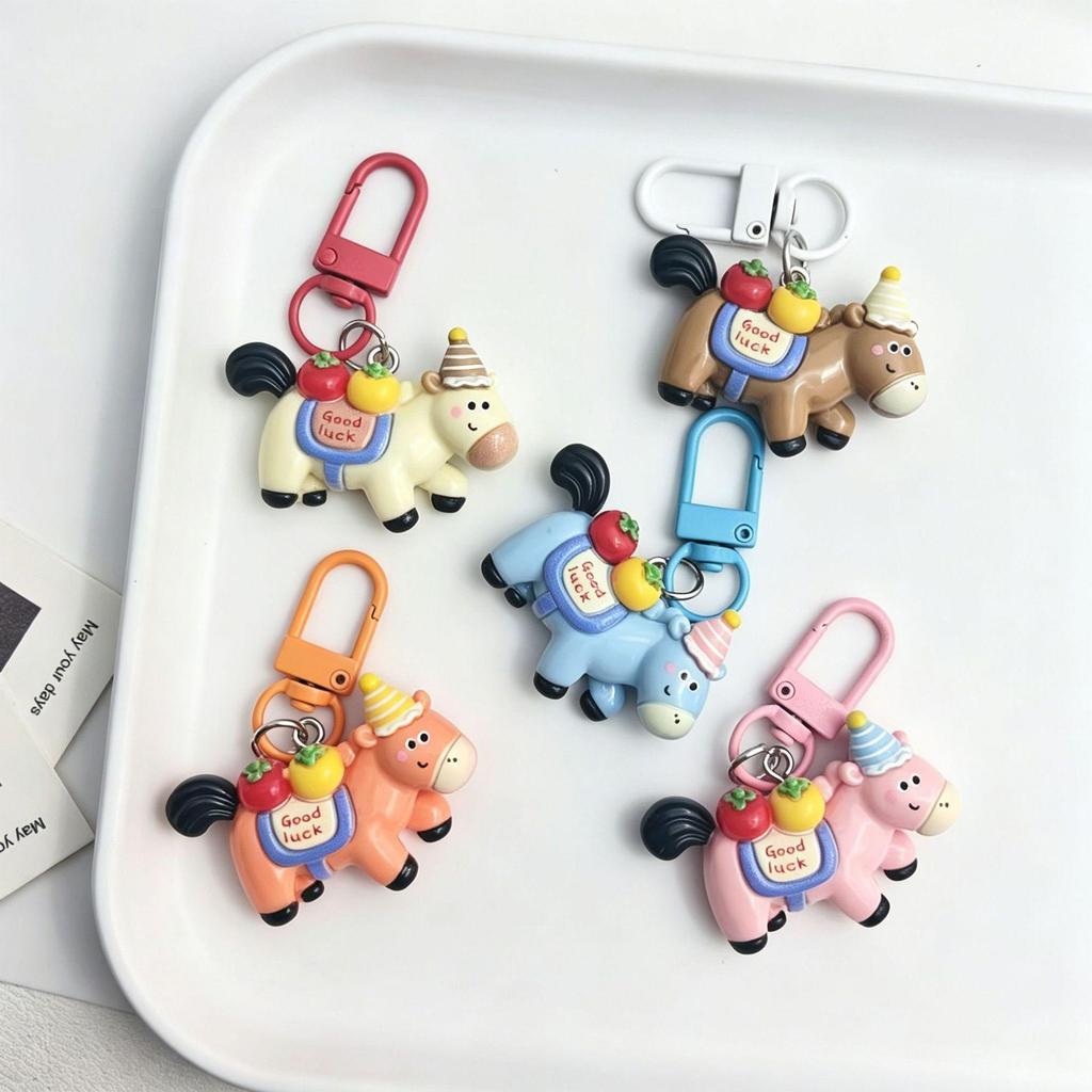 Year of the Horse Good Luck Pendant - Cute Horse Keyring for Backpack, Student Gifts, Bag Charm