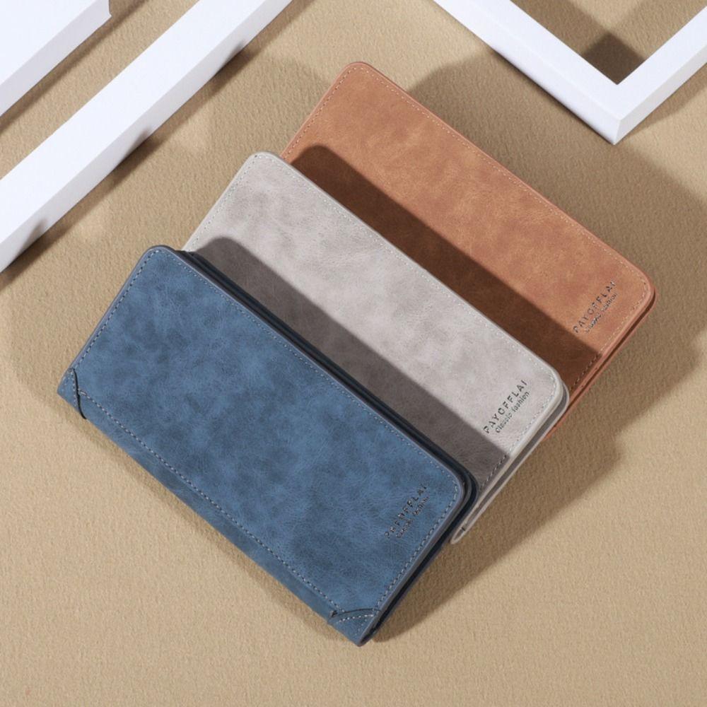 Fashion PU Leather Men Wallet Soft Multi-card Slot Long Wallet Large-capacity Solid Color Card Holder