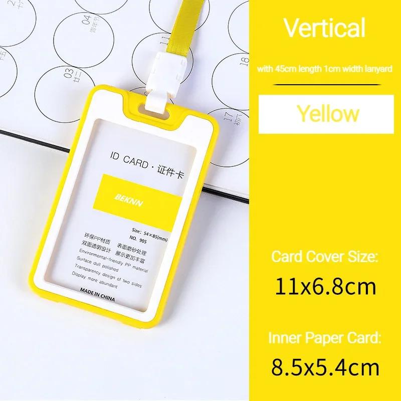 Women Men Plastic ID Credit Bank Card Holder Students Bus Card Case Lanyard Candy Colors Identity Badge Cards Cover