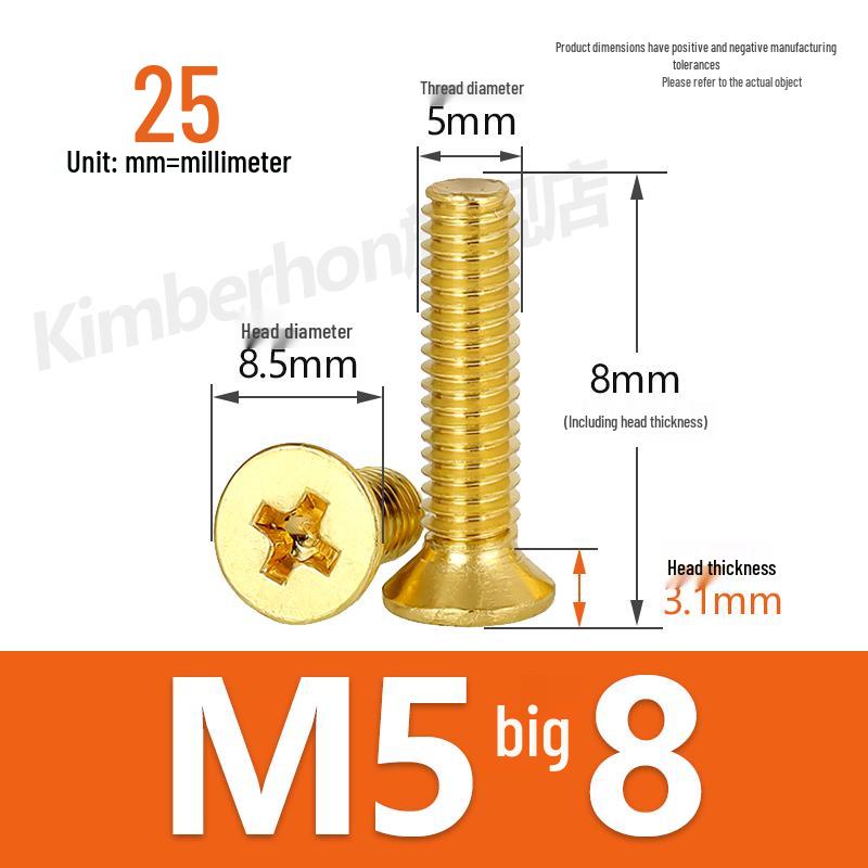 Copper Phillips Countersunk Head Machine Screws, Sizes M2–M4, Lengths 6/8/10/12mm