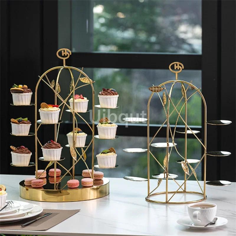 dessert table display rack bread table fruit tray Gold Dim sum Creative cake rack Restaurant Snack decoration Dessert rack