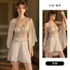 Women's Palace Style Satin Lace Sheer Padded Backless Cami Sleep Dress with Robe Set