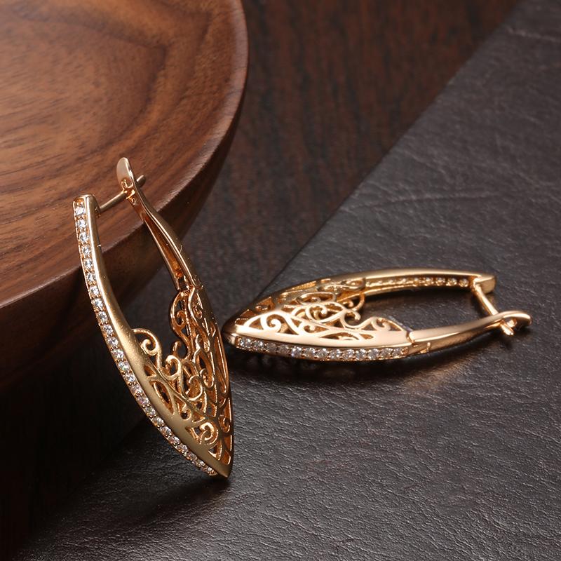 Kinel Rose Gold Long Drop Earrings For Women Luxury Wedding Earrings