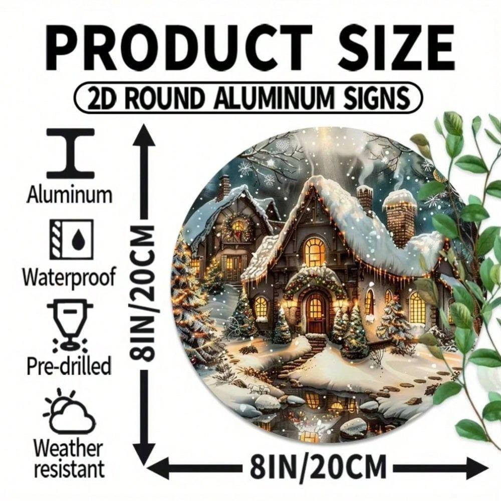 Christmas Round Metal Tin Sign 20x20 Cm Home Wall Decor Holiday Gift