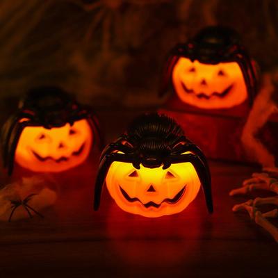 Creative Halloween Pumpkin Lantern with Spider Web and Electronic Candle