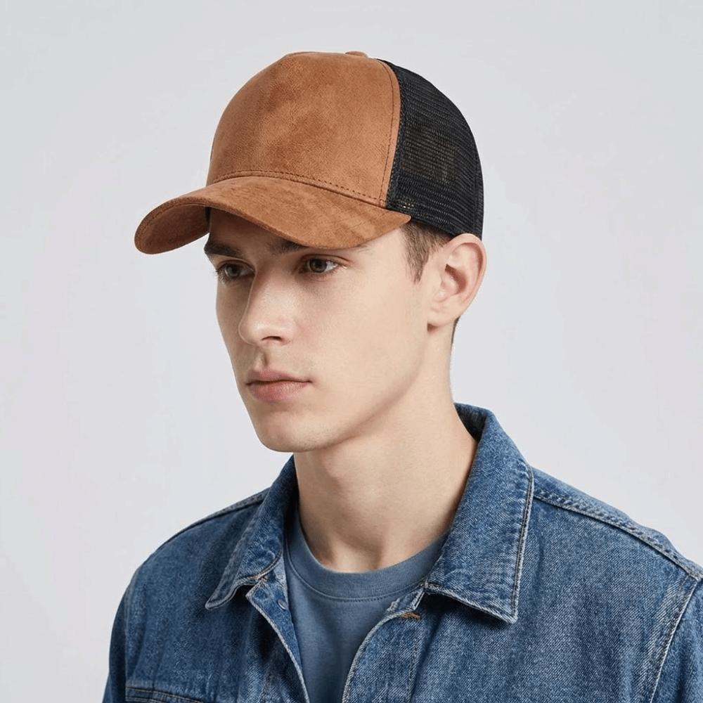Fashion Suede Mesh Peaked Cap Adjustable Hollow Men Baseball Hat Cotton Polyester Women Sunshade Hat Beach