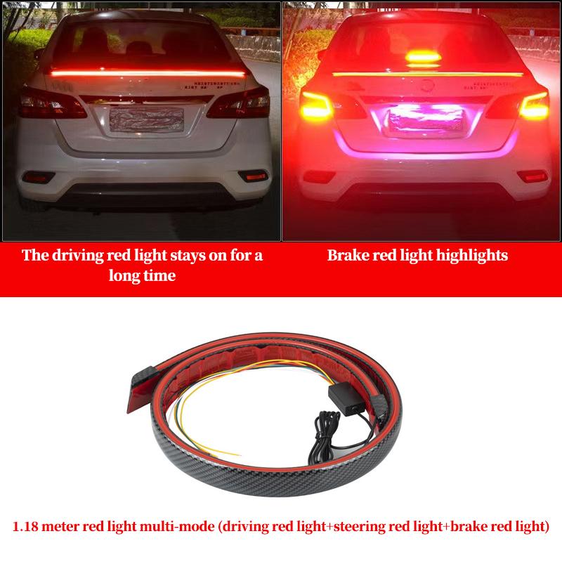 New Car Carbon Fiber Tail Light Modified Trunk Tail Light, Turn Signal Brake Light, Universal LED Iridescent Flow Light